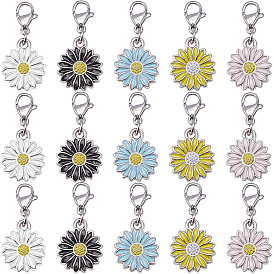 30Шт подвесные украшения из сплава эмали, из нержавеющей стали застежками омаров коготь, цветок