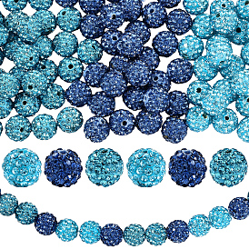90 шт 3 стили вымощают диско-шар бусины, Бусины со стразами, полимерная глина , круглые