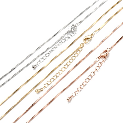 Brass Box Chain Necklaces, Long-Lasting Plated