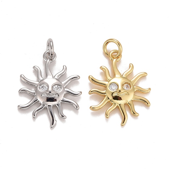 Кубического циркония подвески, с реечной обшивкой латунными выводами, с прыжковых колец, долговечный, без свинца и без кадмия, солнце