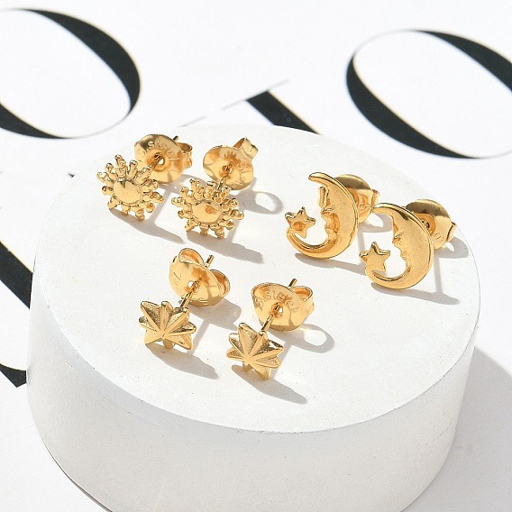 304 серьги-гвоздики из нержавеющей стали для женщин, реальный 18 k позолоченный