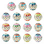 15Pcs Brass Enamel Beads, with Rhinestone