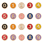 Alloy Enamel Beads, Flat Round, Number, Cadmium Free & Lead Free, Light Gold