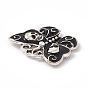Alloy Enamel Pendants, Antique Silver, Butterfly with Skull Charm