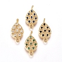 Brass Micro Pave Cubic Zirconia Links/Connectors, Teardrop, Golden