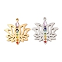 Chakra 304 Stainless Steel Rhinestone Pendants, Lotus Charms