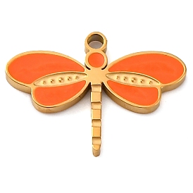304 нержавеющей стальной эмали подвески, очарование стрекозы, золотые, ионное покрытие (ip)