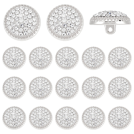 18шт. 1пуговицы с отверстиями из цинкового сплава со стразами на ножке, плоско-круглые, аксессуары для одежды