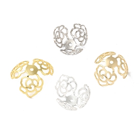 Rack Plating Brass Flower Bead Caps, 3-Petal, Long-Lasting Plated