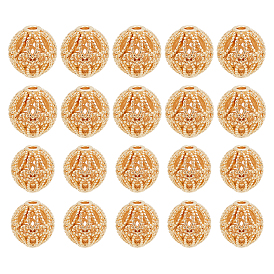 20шт 2 стиль латунные полые бусины, без кадмия и без свинца, круглые