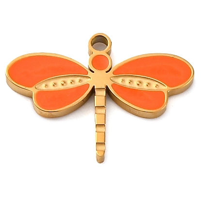 304 нержавеющей стальной эмали подвески, очарование стрекозы, золотые, ионное покрытие (ip)