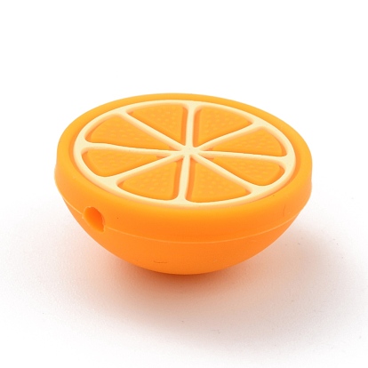 Food Grade Eco-Friendly Silicone Focal Beads, Chewing Beads For Teethers, DIY Nursing Necklaces Making, Orange