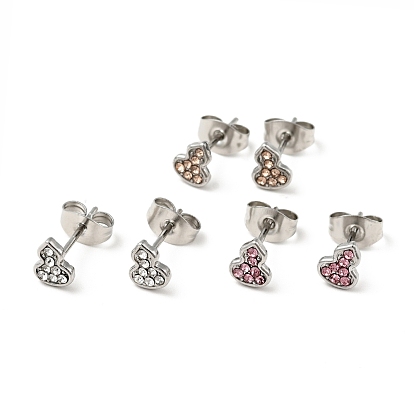 Boucles d'oreilles en forme de calebasse en strass avec épingles en acier inoxydable chirurgical, 316 bijoux en acier inoxydable pour femmes