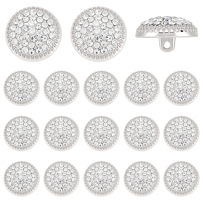 18шт. 1пуговицы с отверстиями из цинкового сплава со стразами на ножке, плоско-круглые, аксессуары для одежды