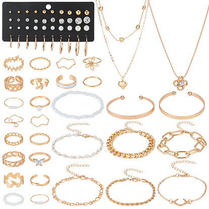 Комплект из колец, ожерелий, браслетов и серег из сплава