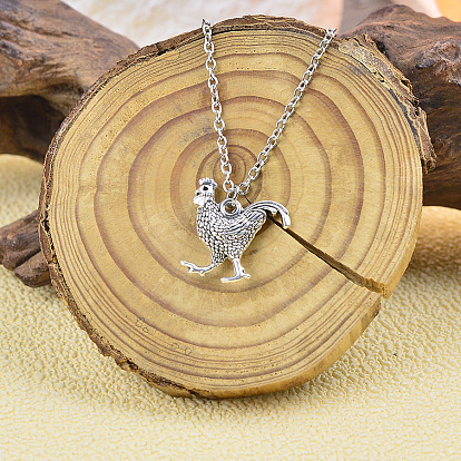 Vintage Zinc Alloy Rooster Pendant Necklaces for Women