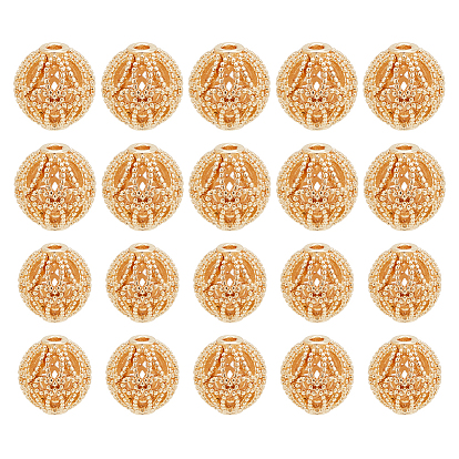 20шт 2 стиль латунные полые бусины, без кадмия и без свинца, круглые