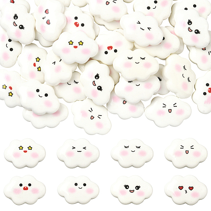 40 шт. 8 стили забавные непрозрачные кабошоны из смолы, облако со смайликом