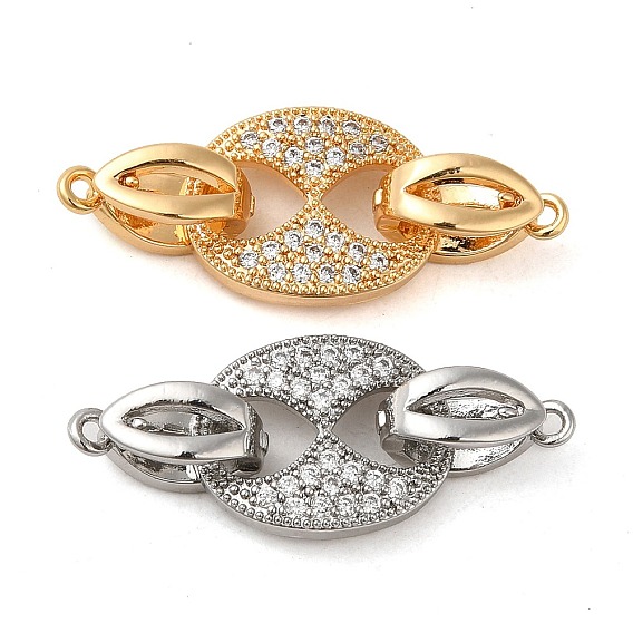 Латунное микропейв, прозрачный кубический цирконий, складные застежки, без кадмия, без никеля и без свинца, овальные