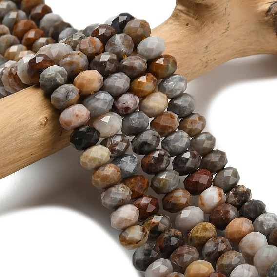 Натуральные нити бусин агата, граненые, рондель