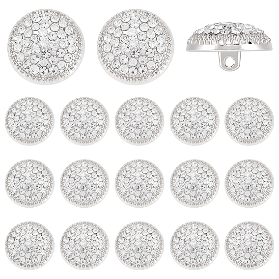 18шт. 1пуговицы с отверстиями из цинкового сплава со стразами на ножке, плоско-круглые, аксессуары для одежды