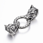 316 Surgical Stainless Steel Linking Rings, with Cord Ends, For Leather Cord Bracelets Making, Wolf Head