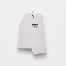 201 Stainless Steel Pendants, Map of Mississippi