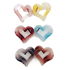 Заколки-коготки из смолы со стразами, сердце