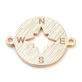 Brass Laser Cut Compass Connector Charms, Textured Links