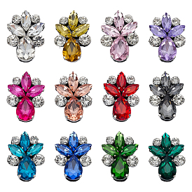 12 шт. 12 цветные стразы-цветы с фетровыми нашивками для пришивания и утюжки, аппликации из ткани, платина