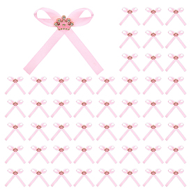 50шт. корона с бантом из сплава полиэстера, односторонняя атласная лента, аксессуары для одежды, золотые