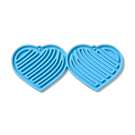 DIY Heart with Stripe Pendant Silicone Molds, Resin Casting Molds, for UV Resin & Epoxy Resin Jewelry Making