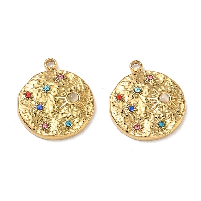 304 pendentifs en strass en acier inoxydable, avec des yeux de chat, plat rond avec des breloques soleil et étoile, placage ionique (ip)