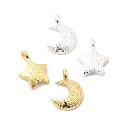 925 Подвески в виде фактурных звезд и лун из стерлингового серебра, с печатью 925