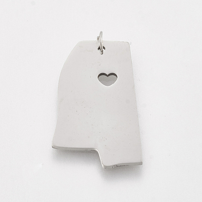 201 Stainless Steel Pendants, Map of Mississippi