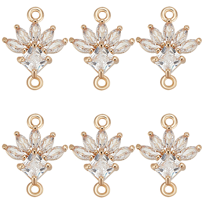 10шт. k9 стеклянные соединительные подвески, цветочные звенья с фурнитурой из латуни золотистого цвета