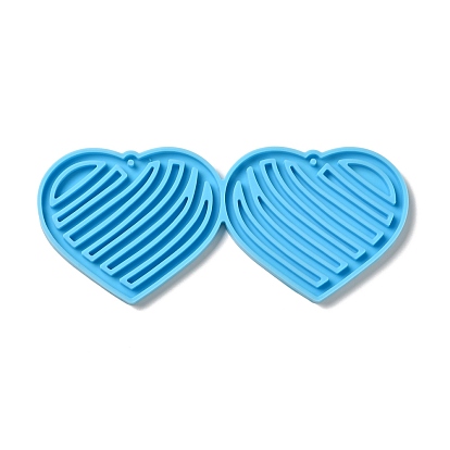 DIY Heart with Stripe Pendant Silicone Molds, Resin Casting Molds, for UV Resin & Epoxy Resin Jewelry Making