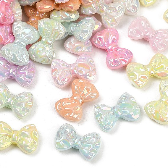 Непрозрачные акриловые бусины с УФ-покрытием, радужный, бантом