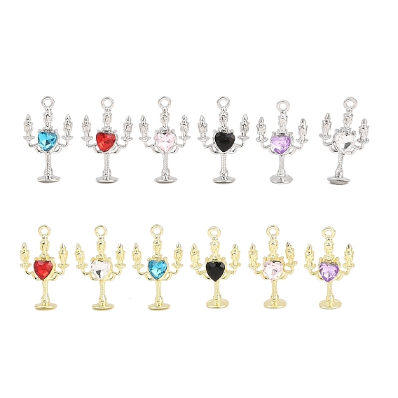 Подвески из сплава и страз, Подсвечники в форме сердца, разноцветные