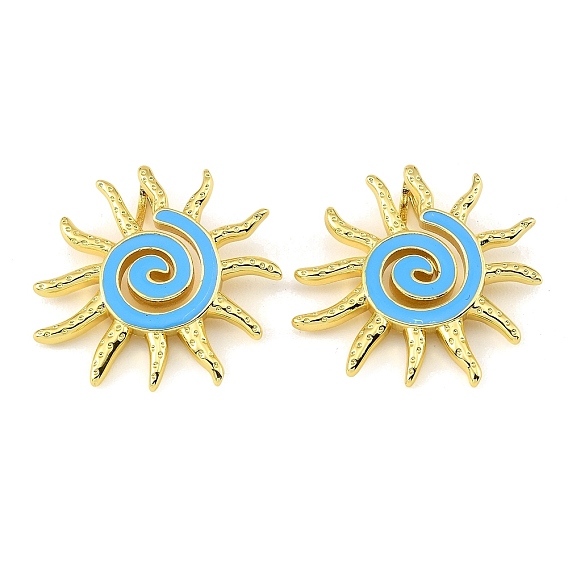 Brass with Sky Blue Enamel Pendants, Sun Charms
