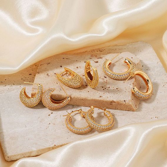 Серьги-гвоздики геометрической формы в стиле ретро из меди с цирконием для 2024