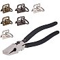 Iron Split Key Rings, with Ribbon Ends, Steel Clamp Flat Nose Pliers