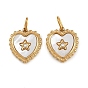 304 подвески из натуральной ракушки из нержавеющей стали, подвески в форме сердца с кристаллами и кольцами, ионное покрытие (ip)