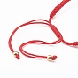 Adjustable Nylon Cord Braided Bead Bracelets Sets, with Brass Enamel Links, Heart, Golden