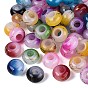 Two Tone Drawbench Acrylic European Beads, Large Hole Beads, Rondelle