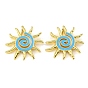 Brass with Sky Blue Enamel Pendants, Sun Charms