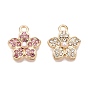Подвески из сплава с покрытием стойки и стразами, с абс пластмассовой имитационной жемчужиной, цветок