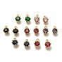 Brass Micro Pave Cubic Zirconia Charms, Flower, Golden