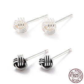 Тканевый узел 925 серьги-гвоздики из стерлингового серебра для девочек и женщин, изящные минималистичные серьги-почты