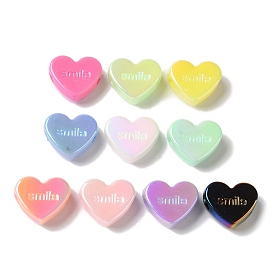 UV Plating Acrylic Beads, Heart with word smile